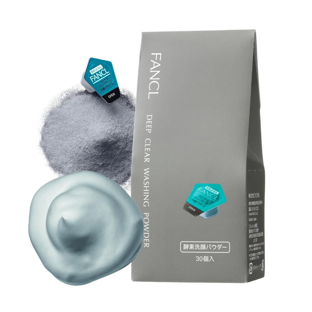 FANCL Deep Clear Washing Powder jar front shows pore cleansing and hydration benefits