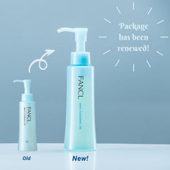Fancl oil on face during cleansing demonstrates gentle makeup dissolve without harsh rubbing.