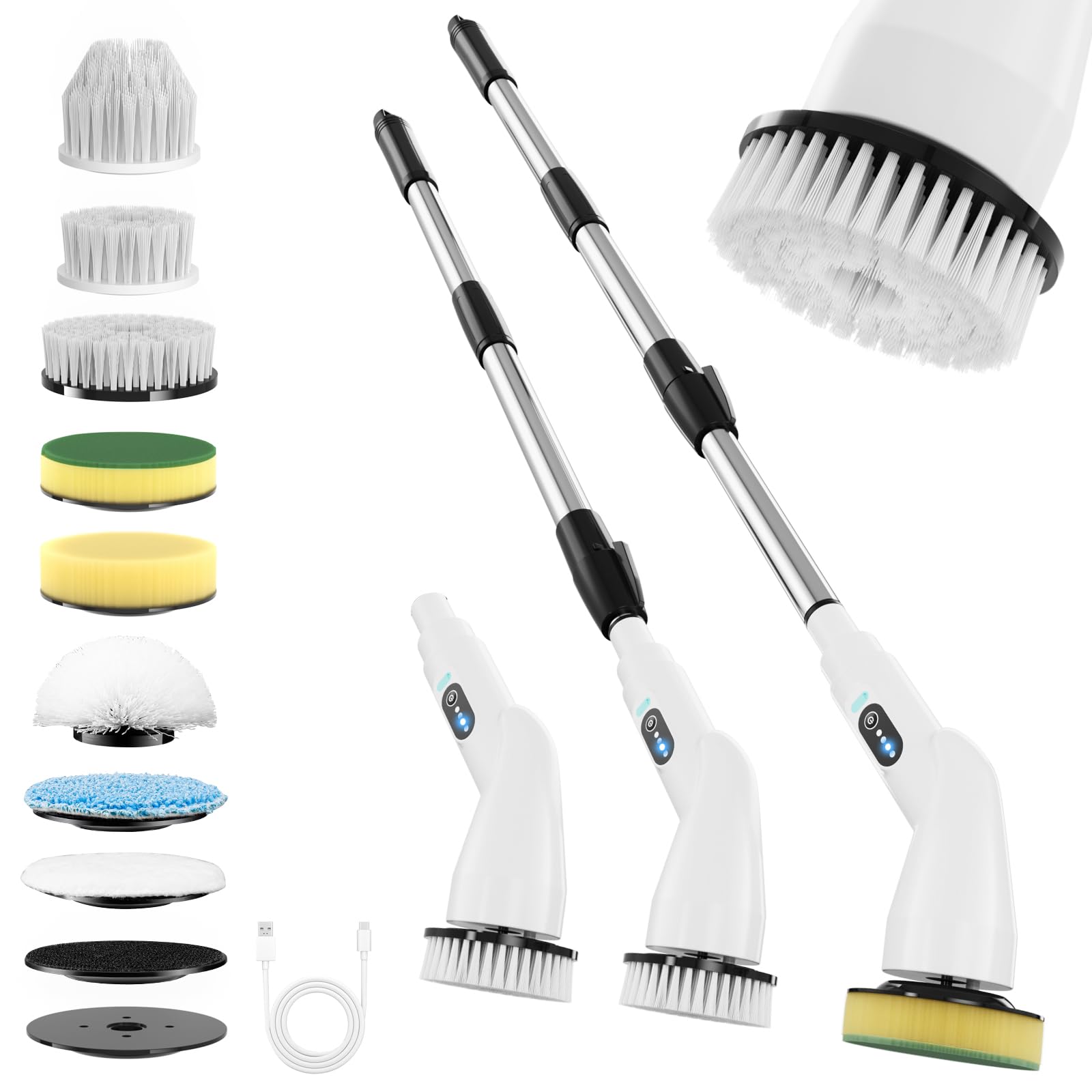 Fancy Home electric spin scrubber with 8 heads for versatile grime removal