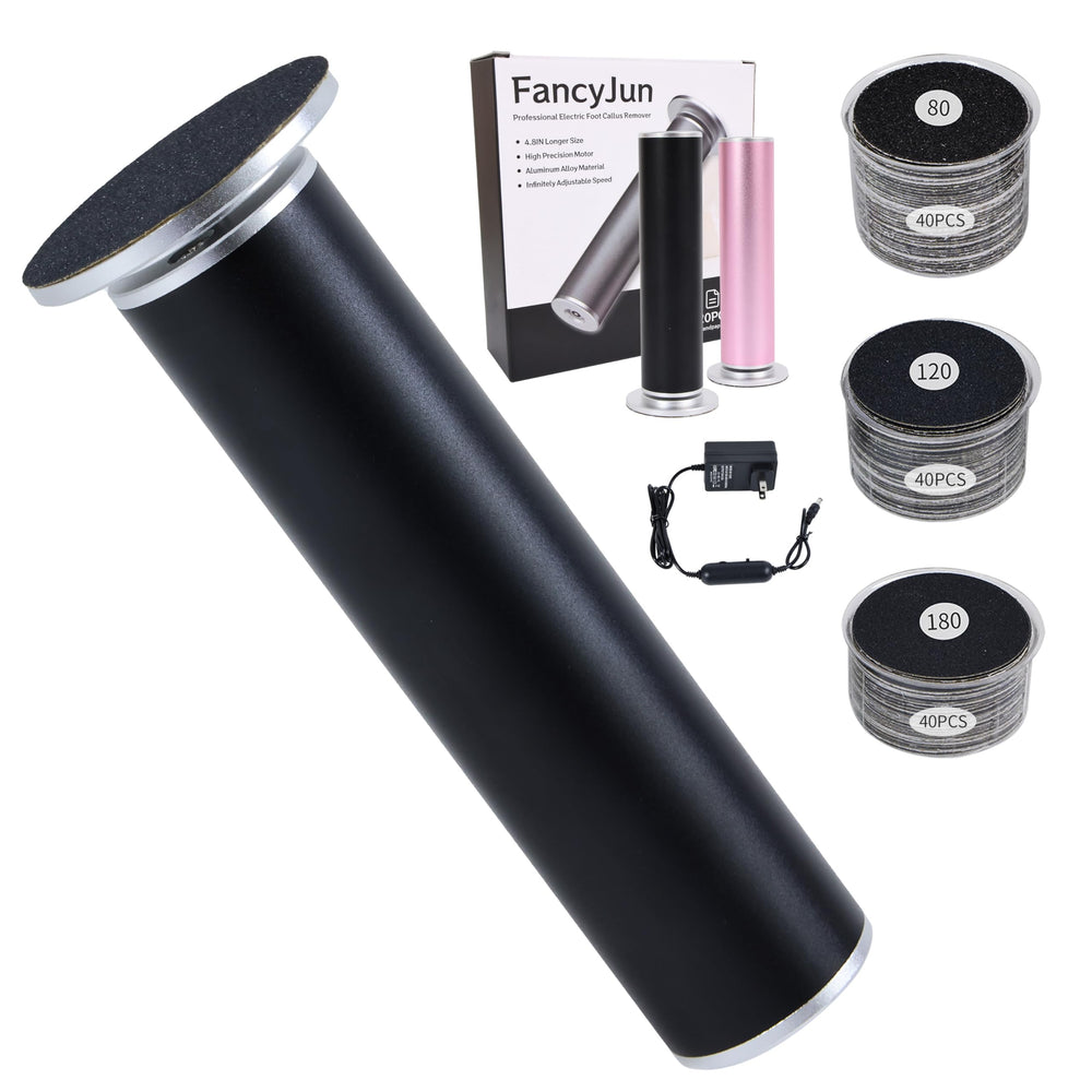 FancyJun electric foot callus remover front view showing ergonomic design for comfortable at-home pedicure.