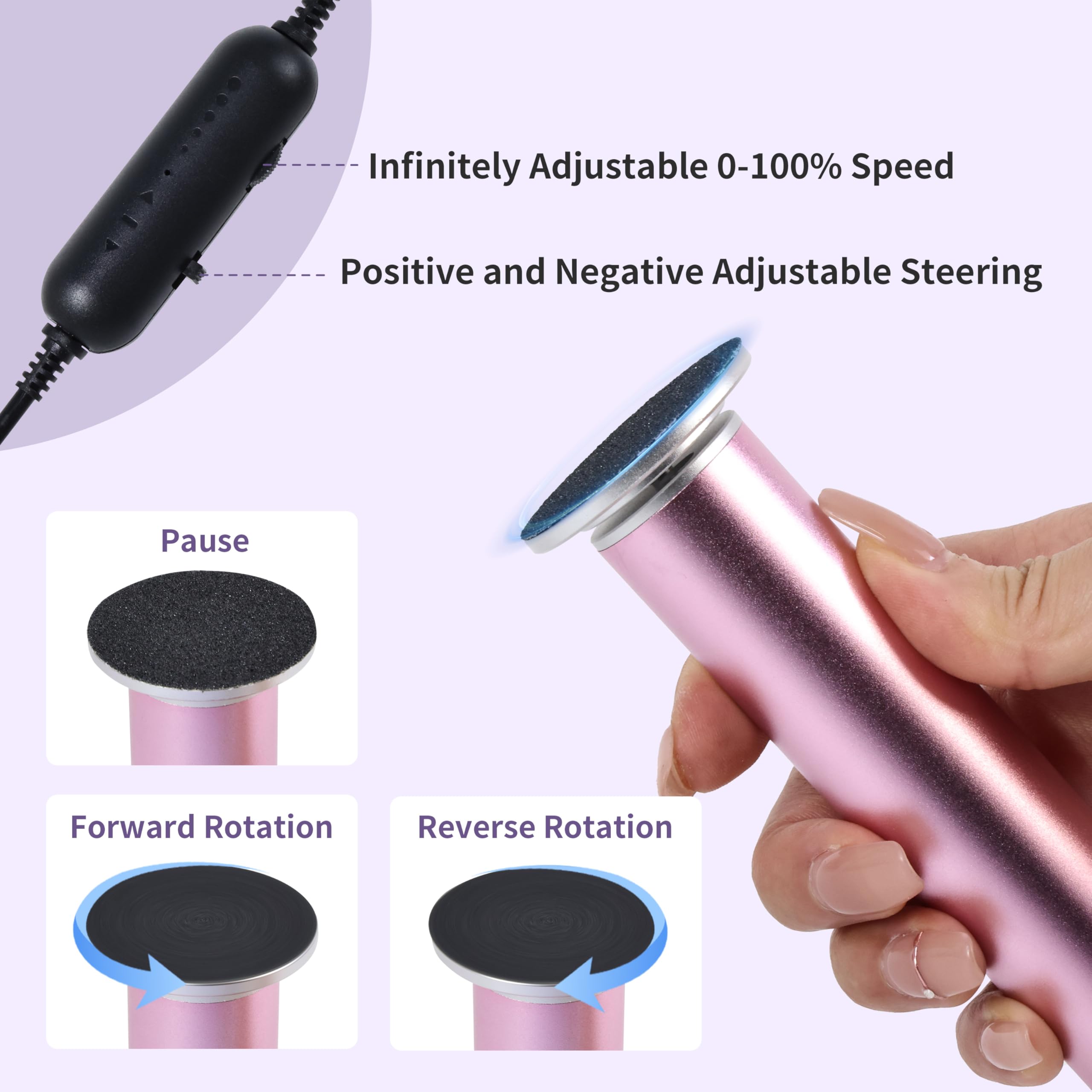 FancyJun foot care in use demonstrates steady speed for safe dead-skin polishing