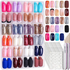 Fandamei 24 colors press-on nails kit box with vibrant options for quick DIY nail art