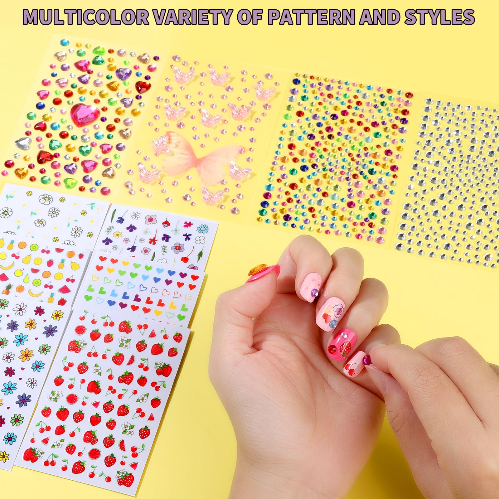 FANDAMEI face gem stickers offer 3D embellishments for nails and face decor.