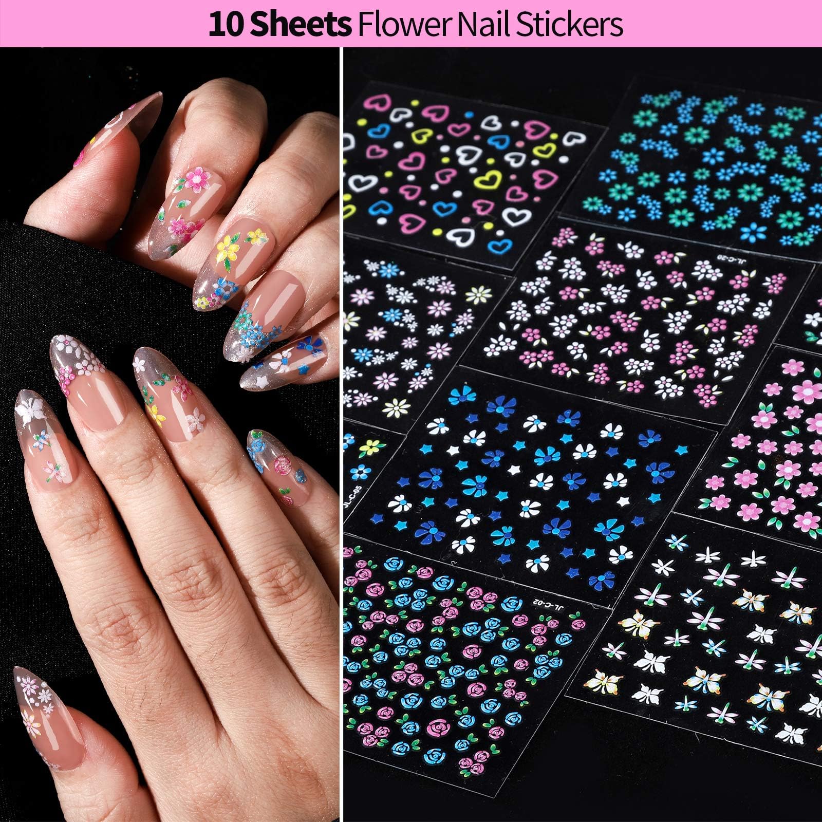 Fandamei floral stickers and charms for decorative nail accents