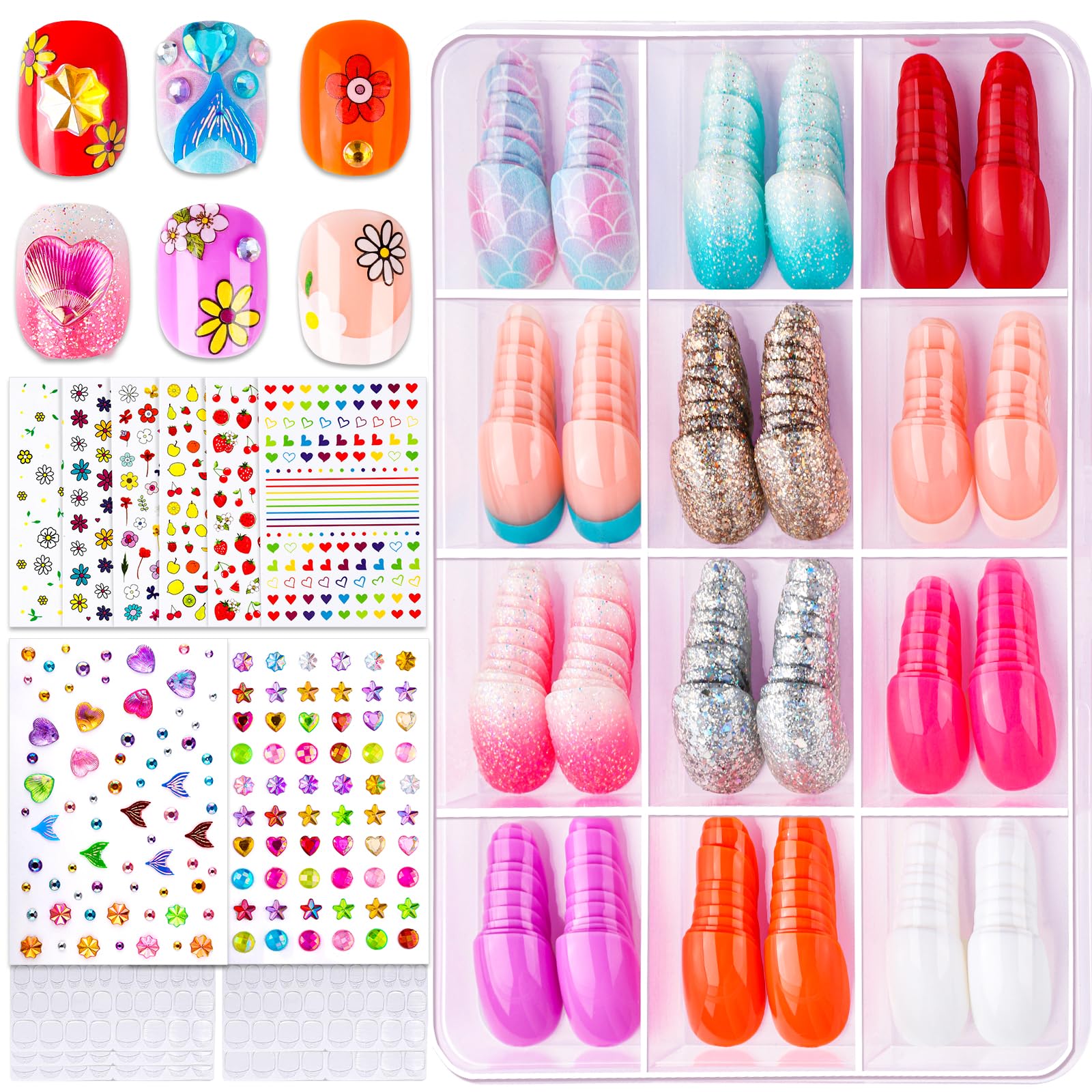 FANDAMEI kids nail kit shows 12 styles for quick, mess-free manicures