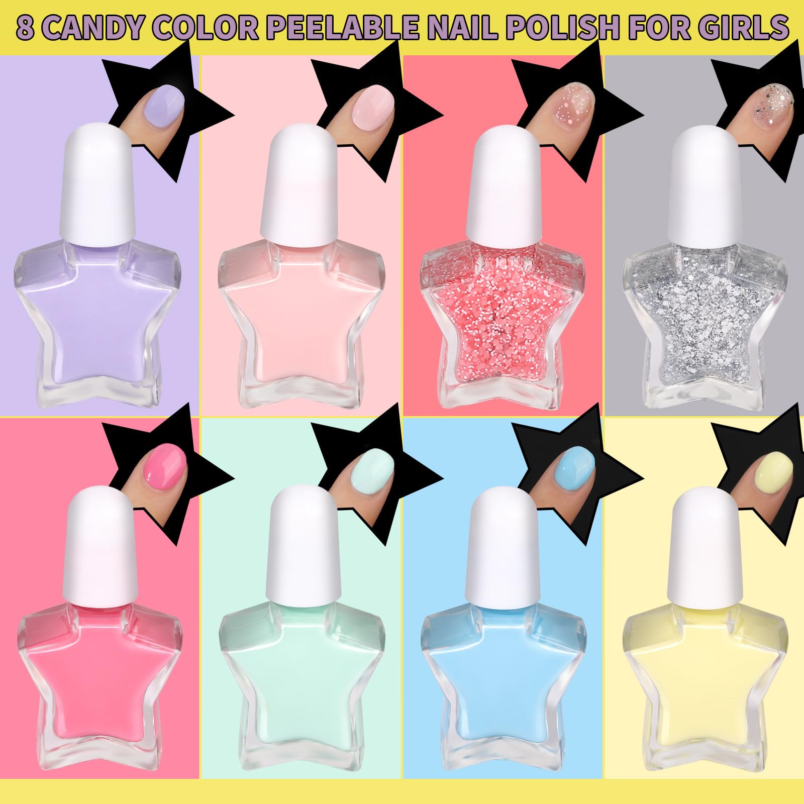 FANDAMEI kids nail stickers for flowers, fruits, hearts, enabling creative designs.
