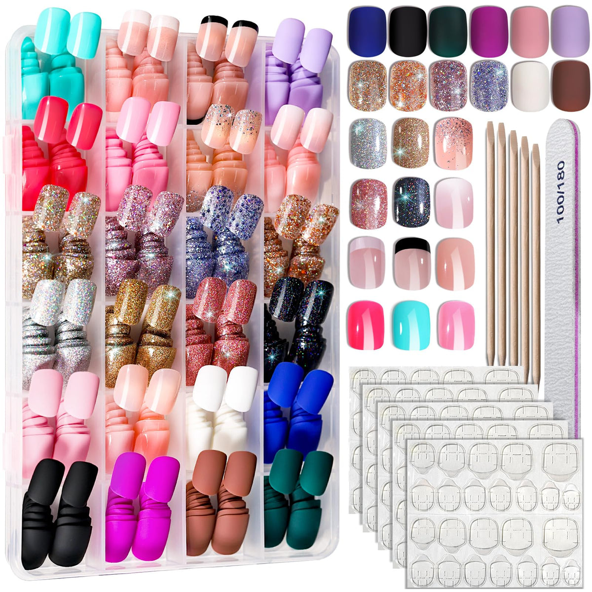 Fandamei press-on nails short round matte colors offer a natural, quick manicure option.