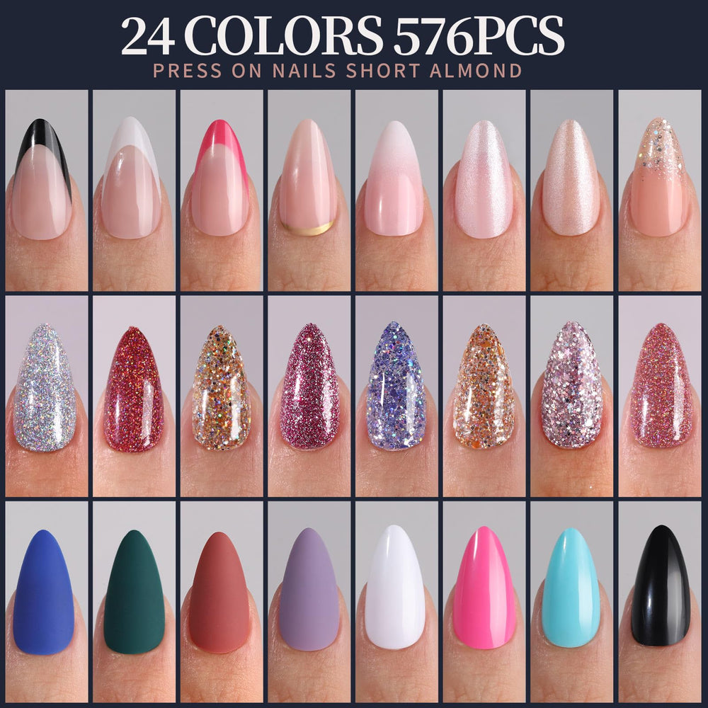 Fandamei glossy solid press-on nails with a high-shine finish