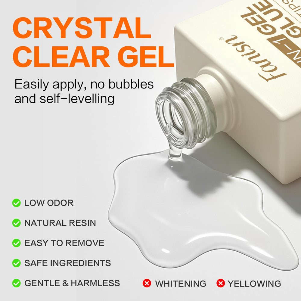 Fanisn 9-in-1 gel nail glue packaging showcases value-packed DIY kit.
