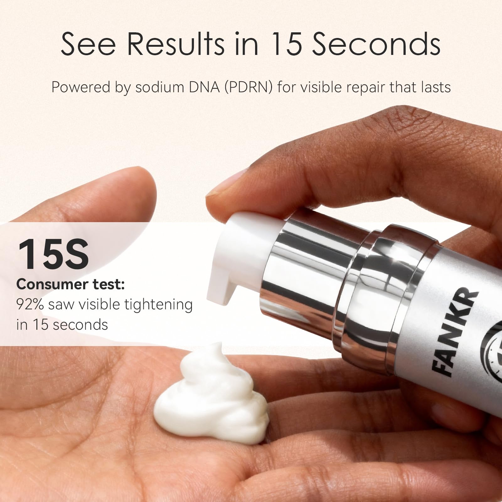 Fankr 0.7oz bottle packaging emphasizes compact, fast-absorbing eye cream.