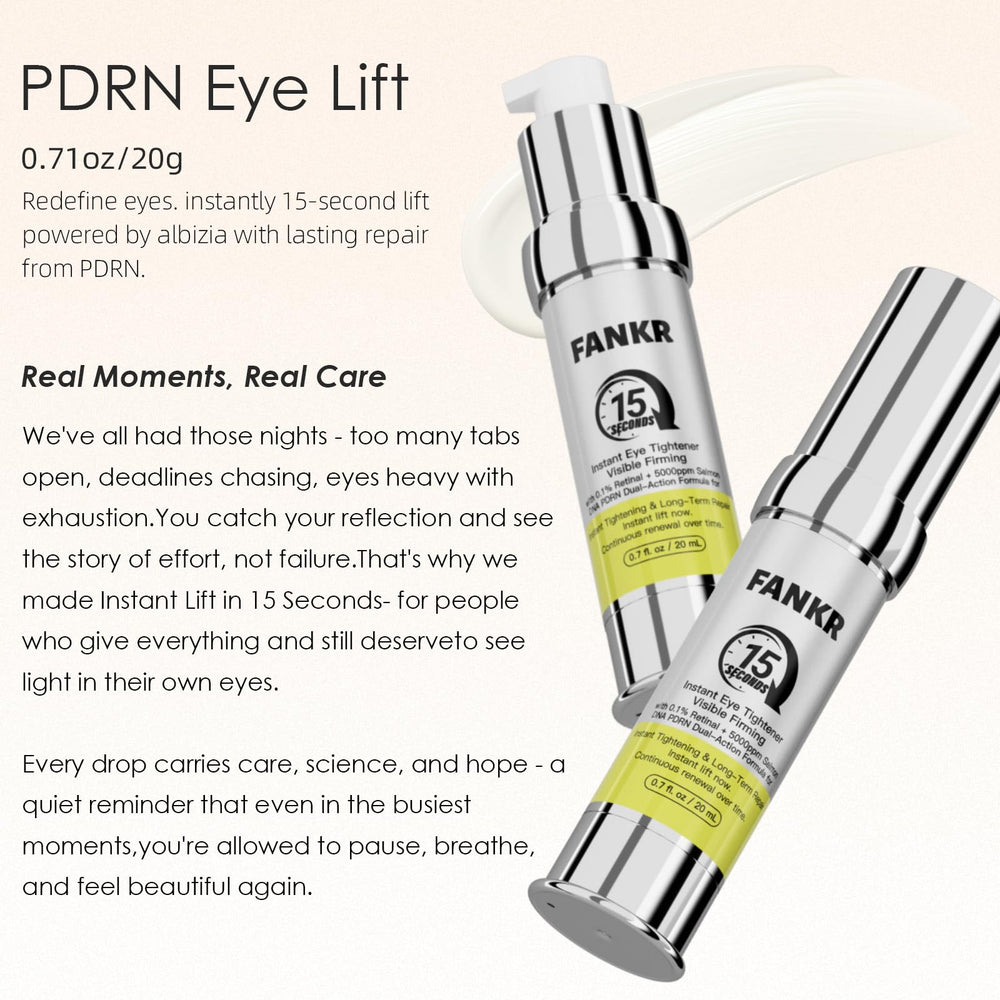 Fankr Eye cream closeup demonstrates creamy texture ready for daily use.