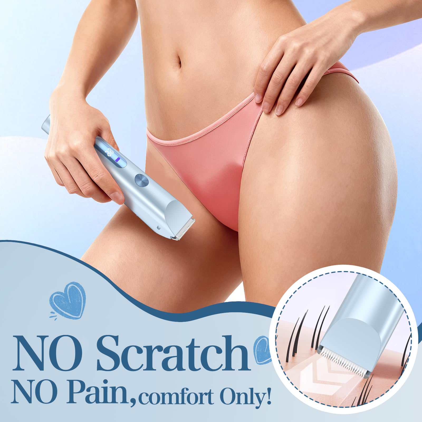 FANKRUAI 2in1 women's electric razor blue angled handle for body and face grooming.