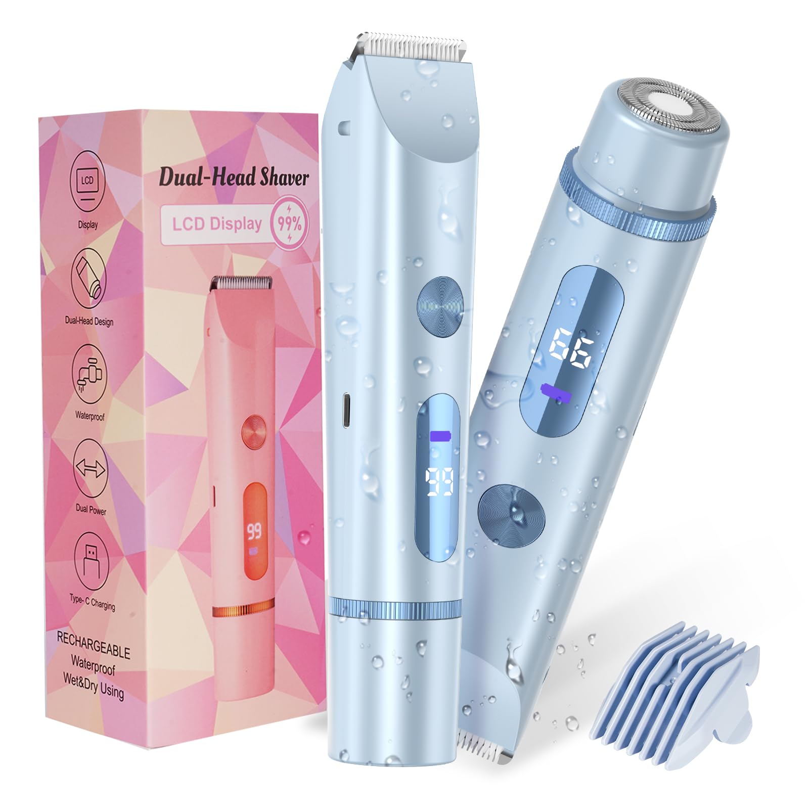 FANKRUAI bikini trimmer blue front view for quick bikini line touch-ups.