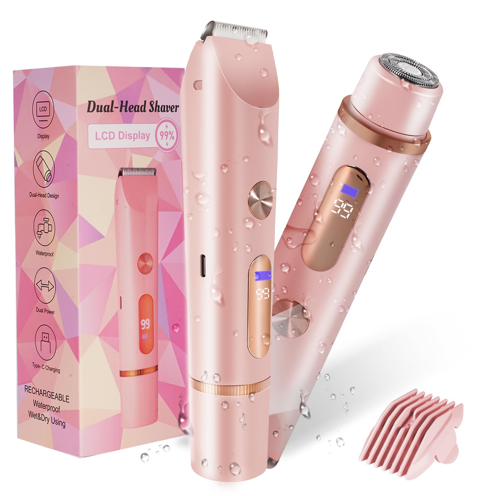 FANKRUAI Bikini Trimmer pink front view for quick bikini line touch-ups