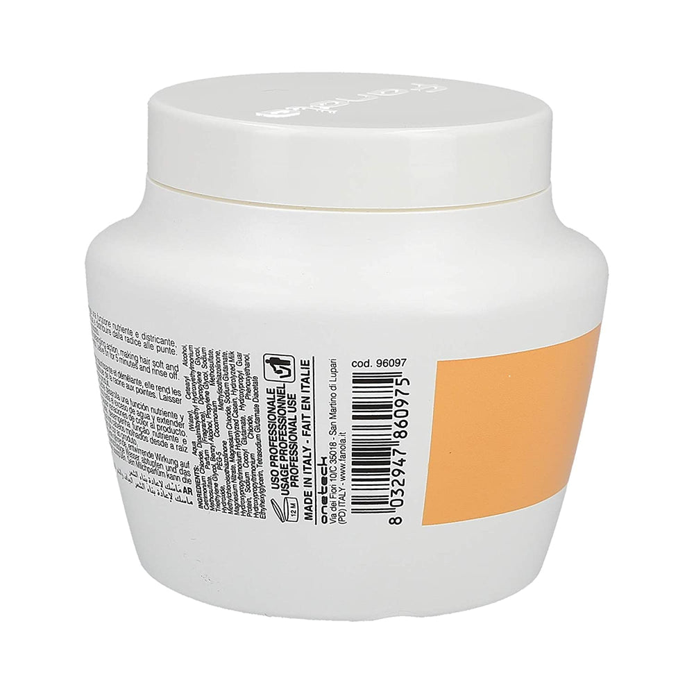 Fanola dry frizzy hair smoothing result image implies improved manageability.