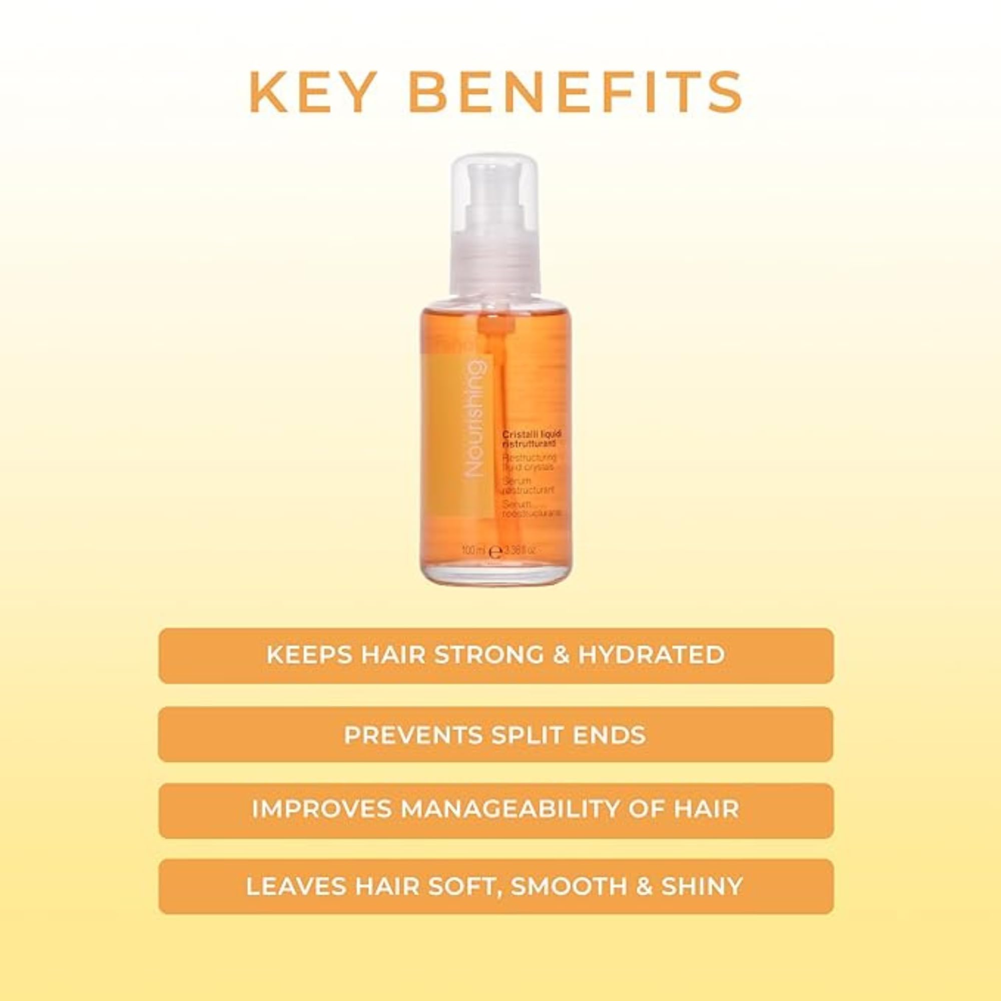 Fanola liquid crystals serum drop demonstrates easy application and lightweight nourishment.