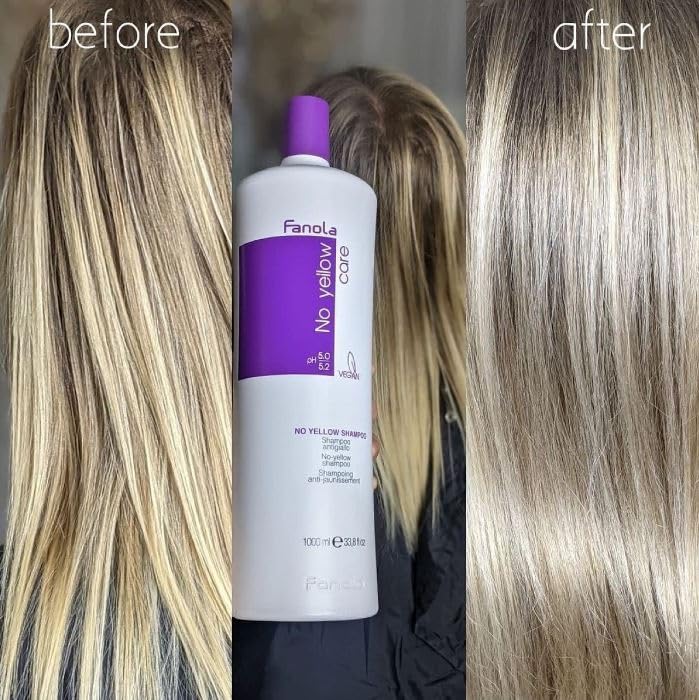 Damp hair with Fanola No Yellow ready for tone adjustment