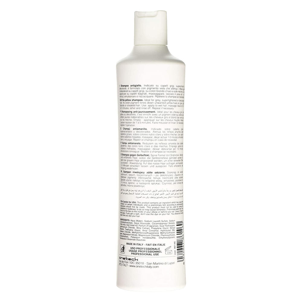 Fanola No Yellow Mask jar close-up shows nourishing purple deposit for brassiness control