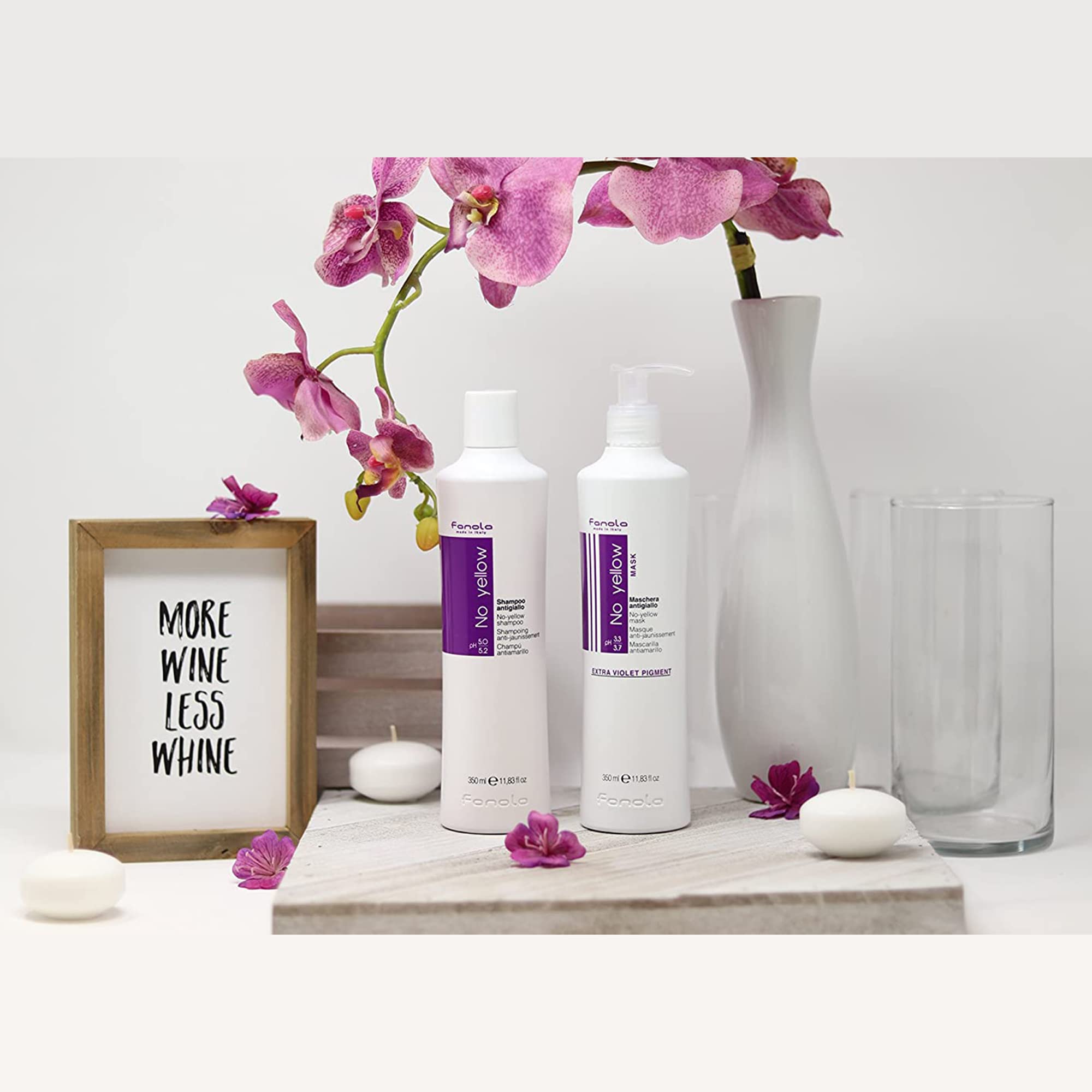 Fanola No Yellow purple hair mask after use hair looks toned and healthy.
