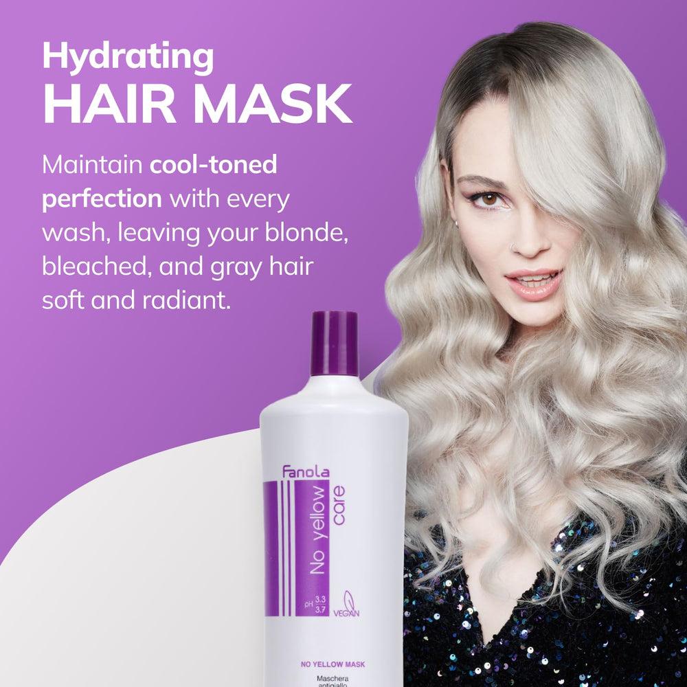 Fanola No Yellow purple hair mask on blonde hair neutralizes brass while boosting shine