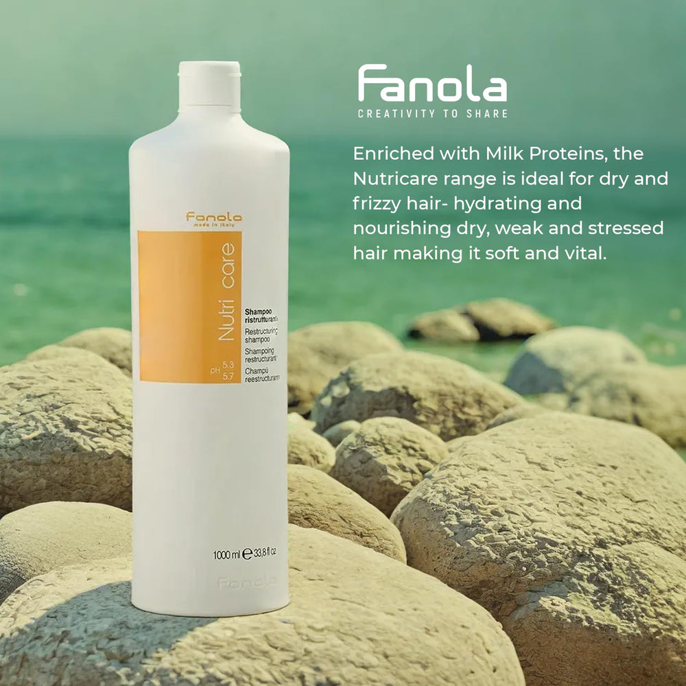 Fanola Restructuring Shampoo frizz-control-closeup highlights shine and smoother texture.