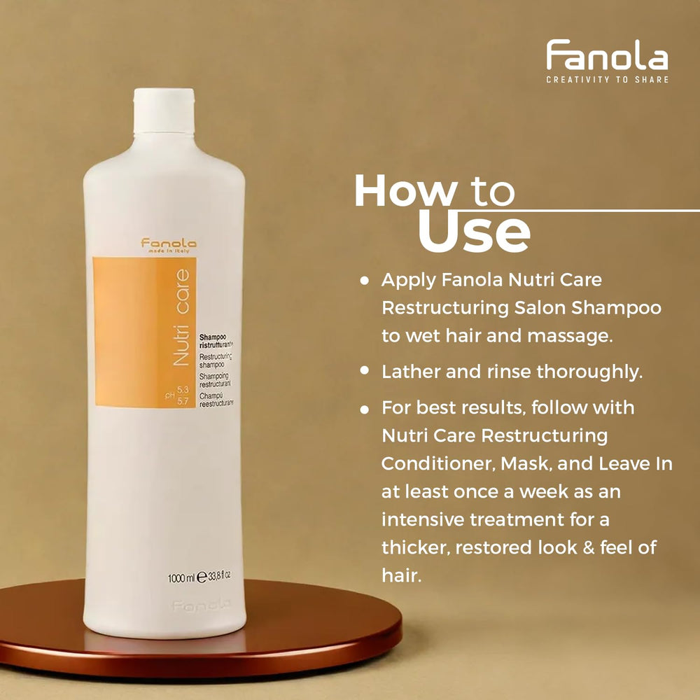 Fanola Restructuring Shampoo rich lather demonstrates silky foam during wash.