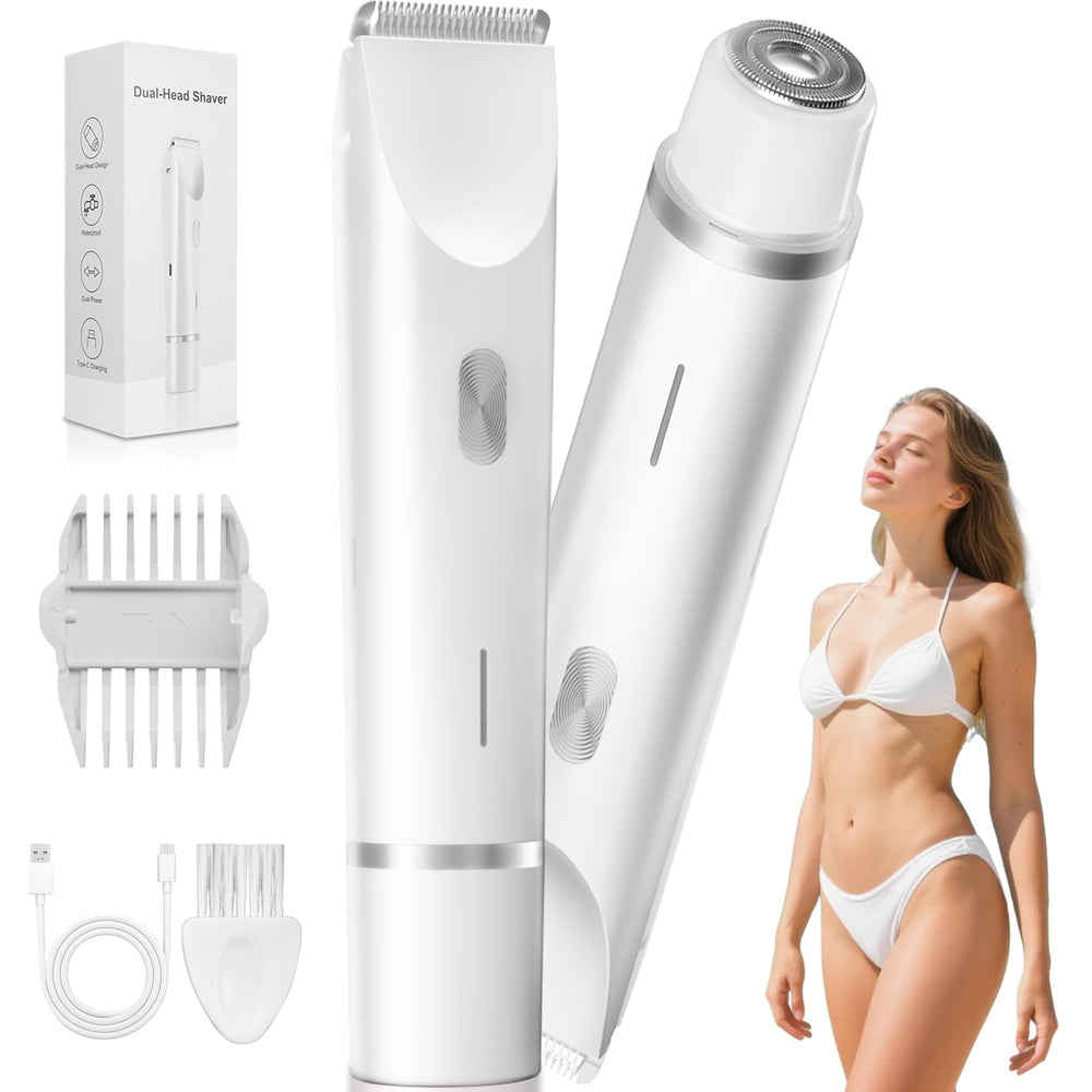 Fanovae bikini trimmer main view in pearl white for everyday grooming and compact storage.
