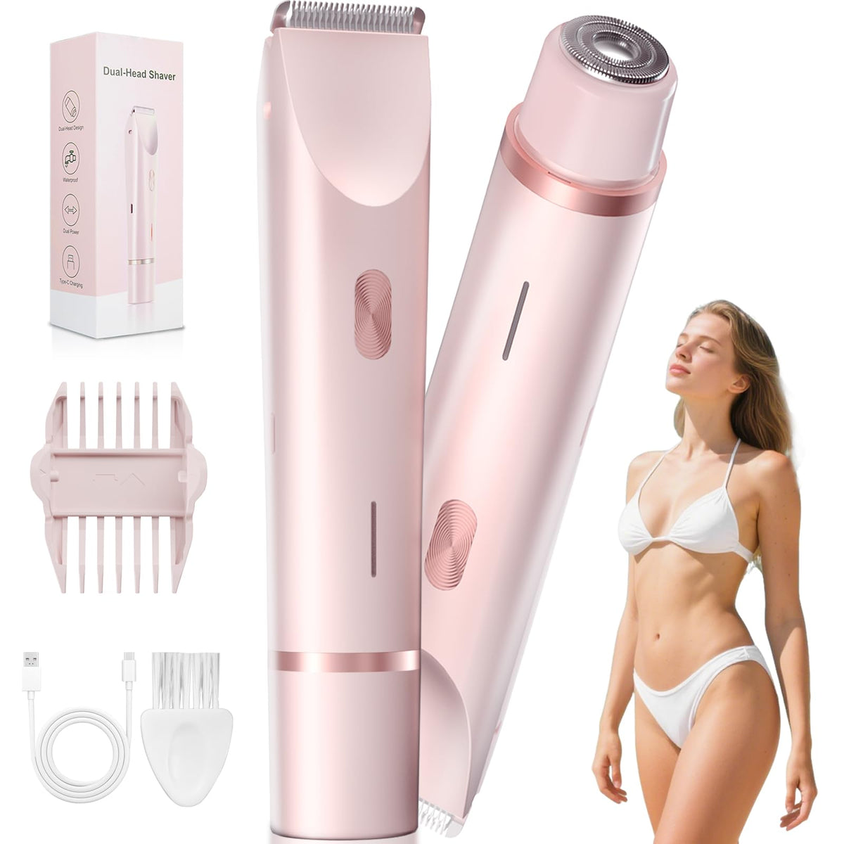 Fanovae bikini trimmer Petal Pink front view for gentle body grooming