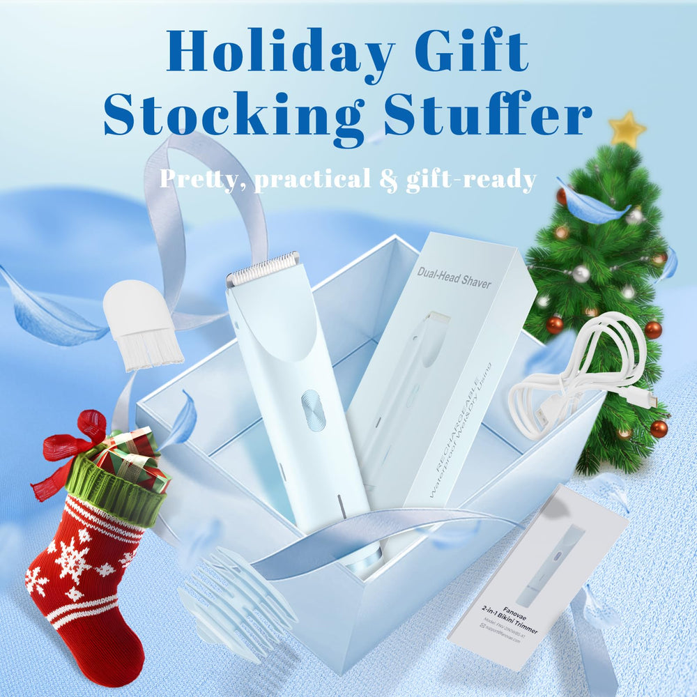 Fanovae Bikini Trimmer sky-blue-color conveys stylish, portable grooming suitable for quick touch-ups.