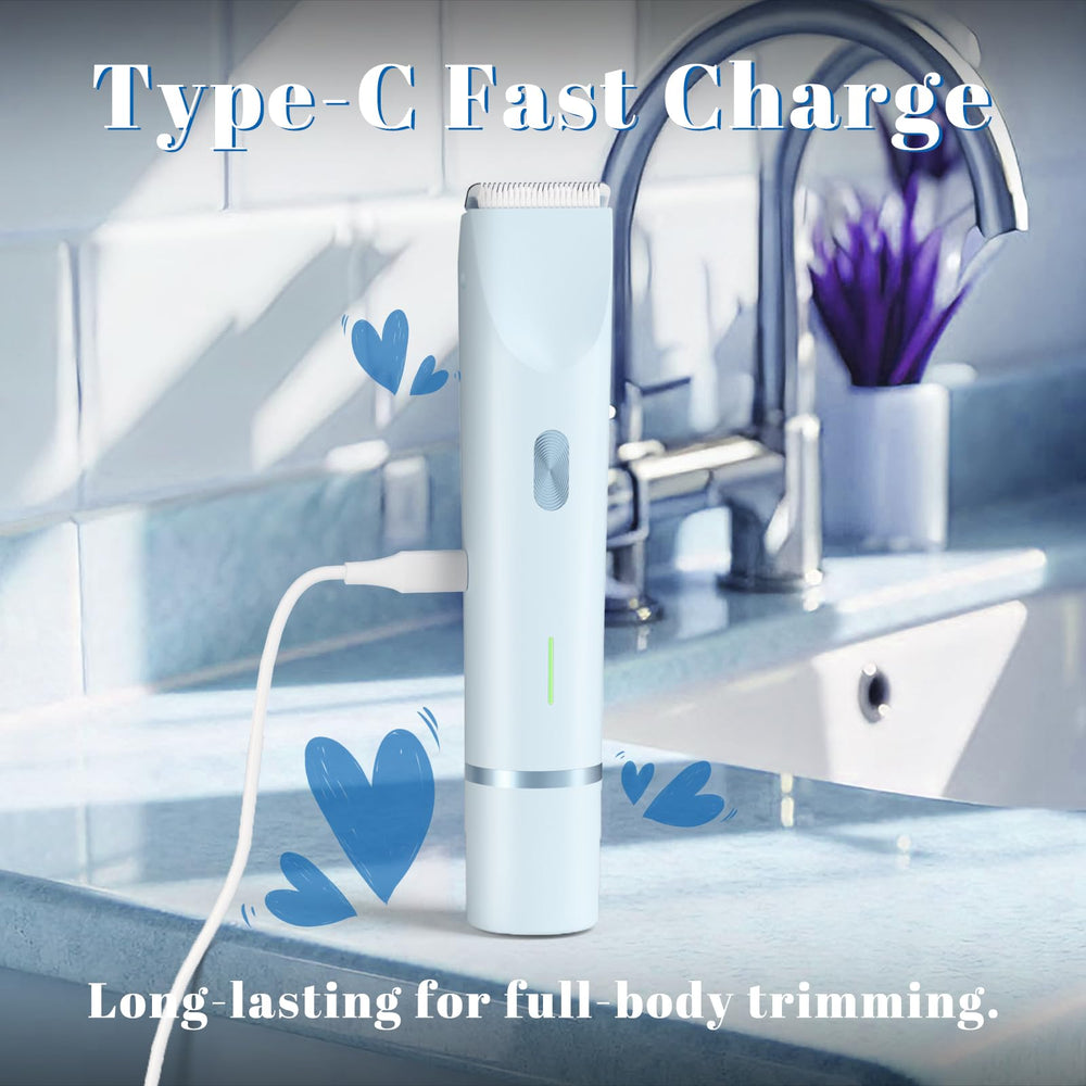 Fanovae Bikini Trimmer USB-C-charger image shows quick recharge for travel.