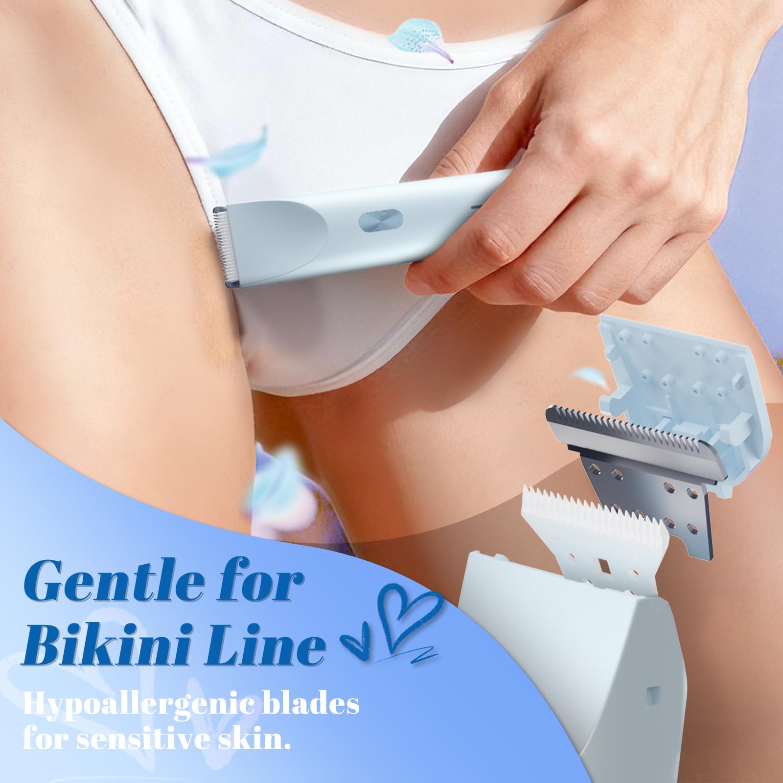 Fanovae Bikini Trimmer in waterproof shower-use setup demonstrates easy body grooming.