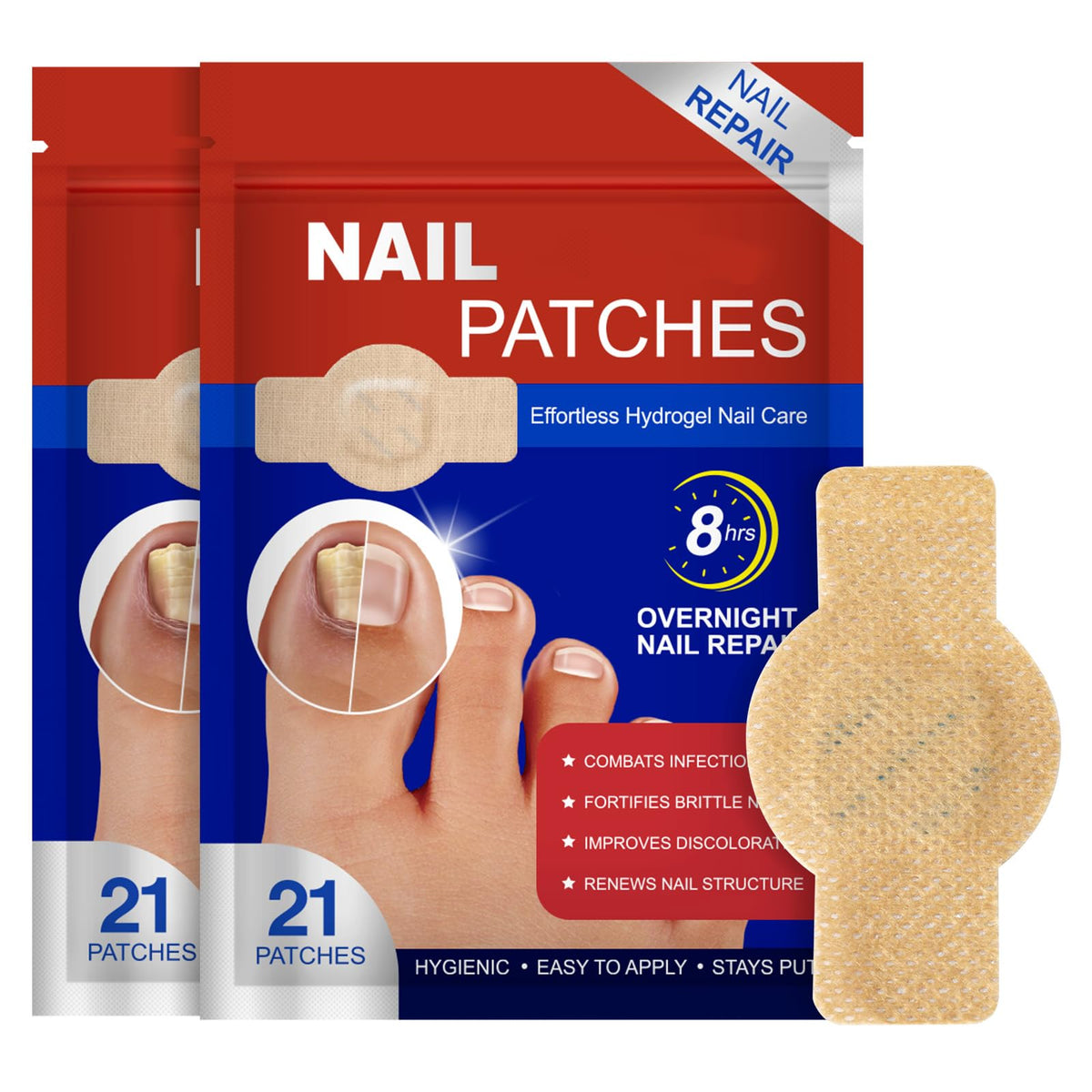 Fanshi Nail Patches on toenail for overnight repair and appearance improvement