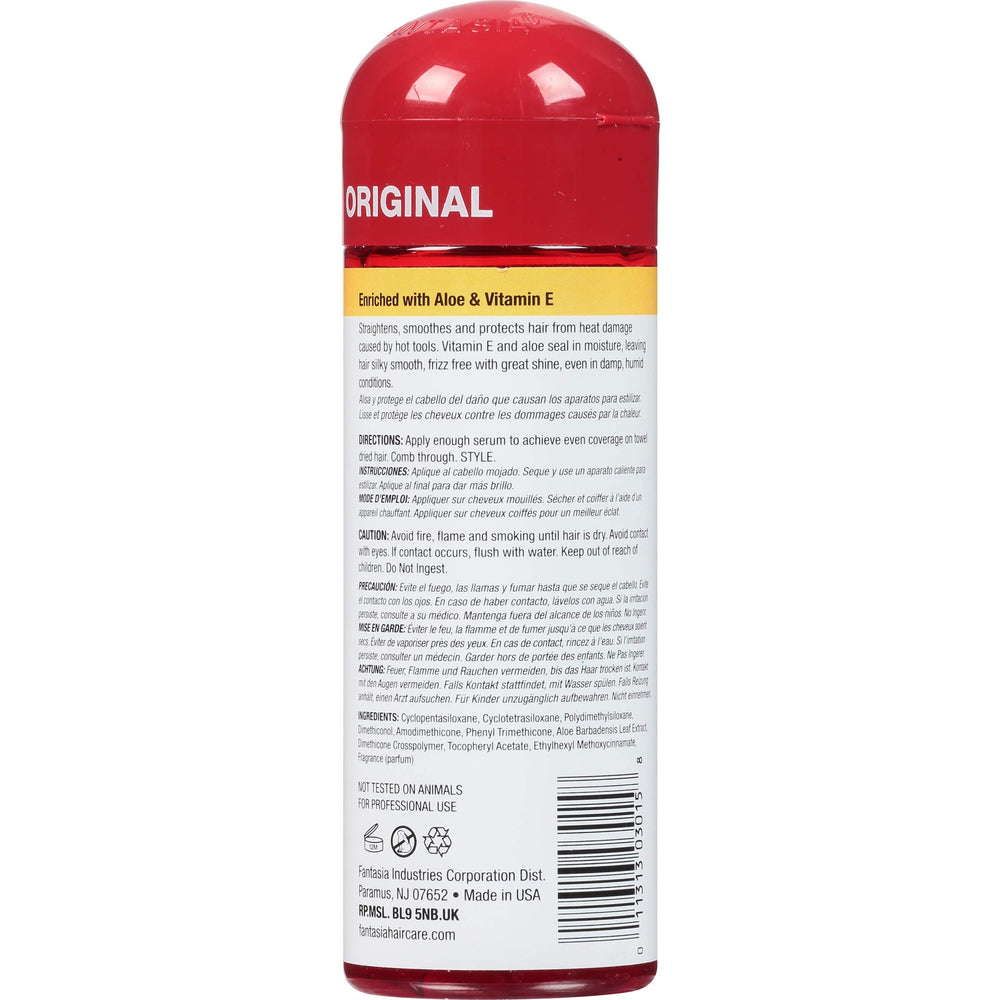 Fantasia High Potency IC Heat Protector serum-closeup highlights smooth finish and frizz control.