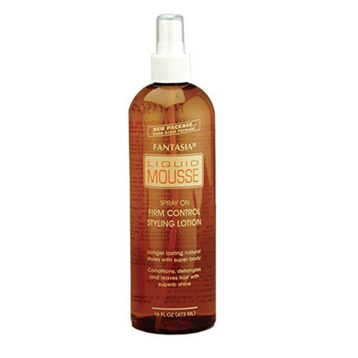 Fantasia Liquid Mousse Spray bottle with pump enables detangling and shine with flexible hold