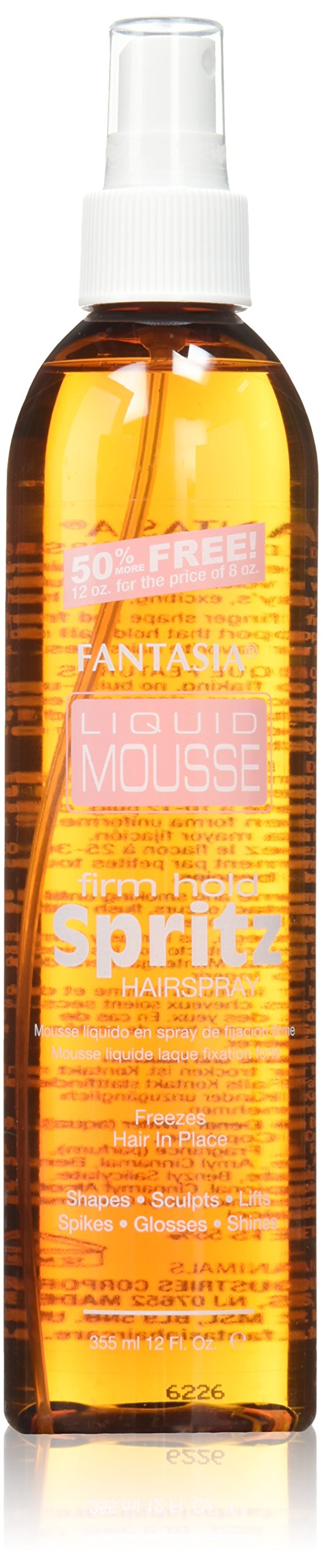 Fantasia Liquid Mousse Spritz bottle shows firm hold and shiny finish