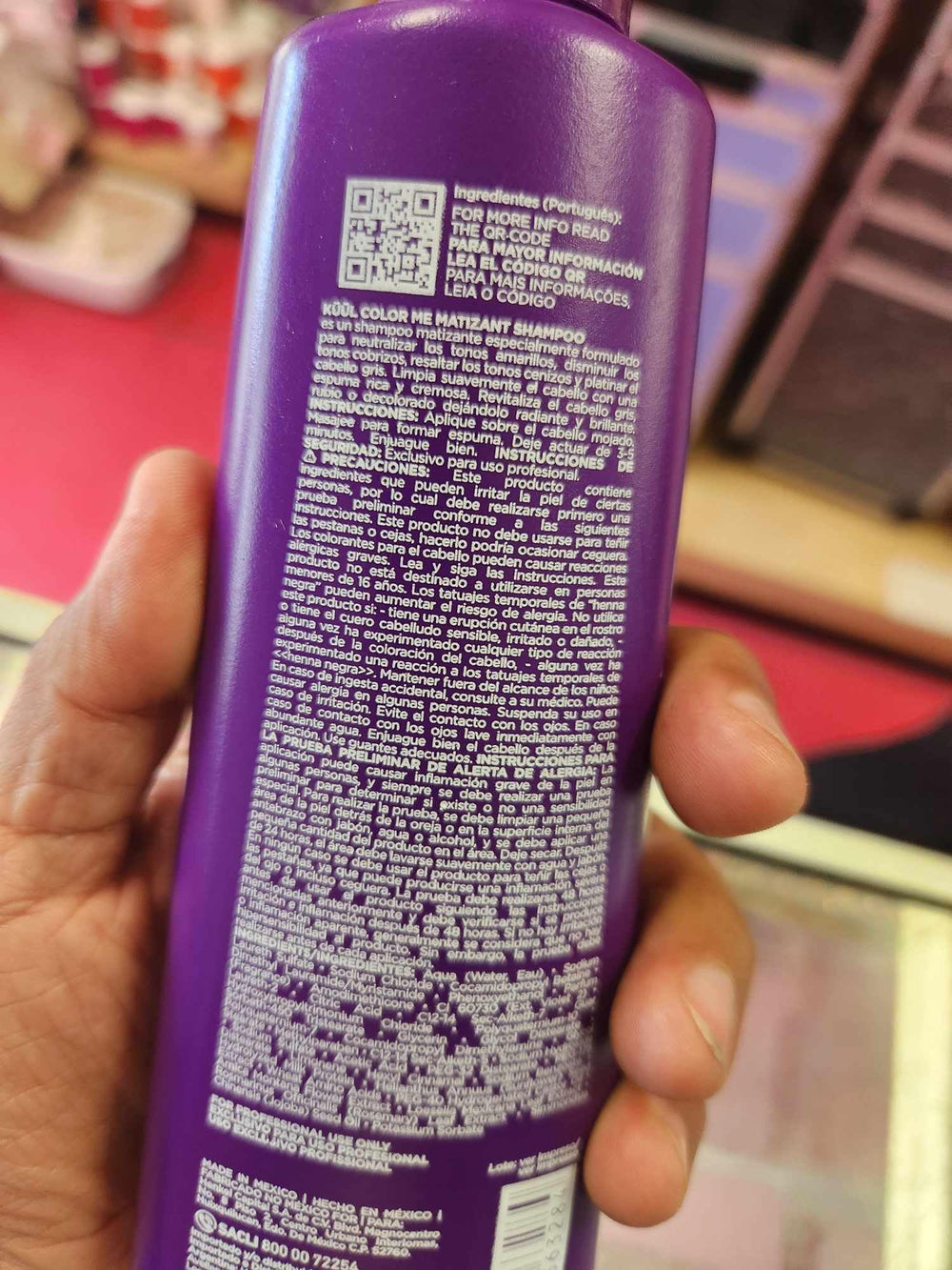 Fantasy Nails Kuul Color Me Matizant Shampoo color-boost on hair shows vibrant hue potential.