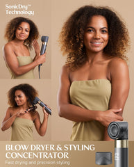 Fanttik Solo AirWave auto-wrap curl demonstrates bi-directional curling action.