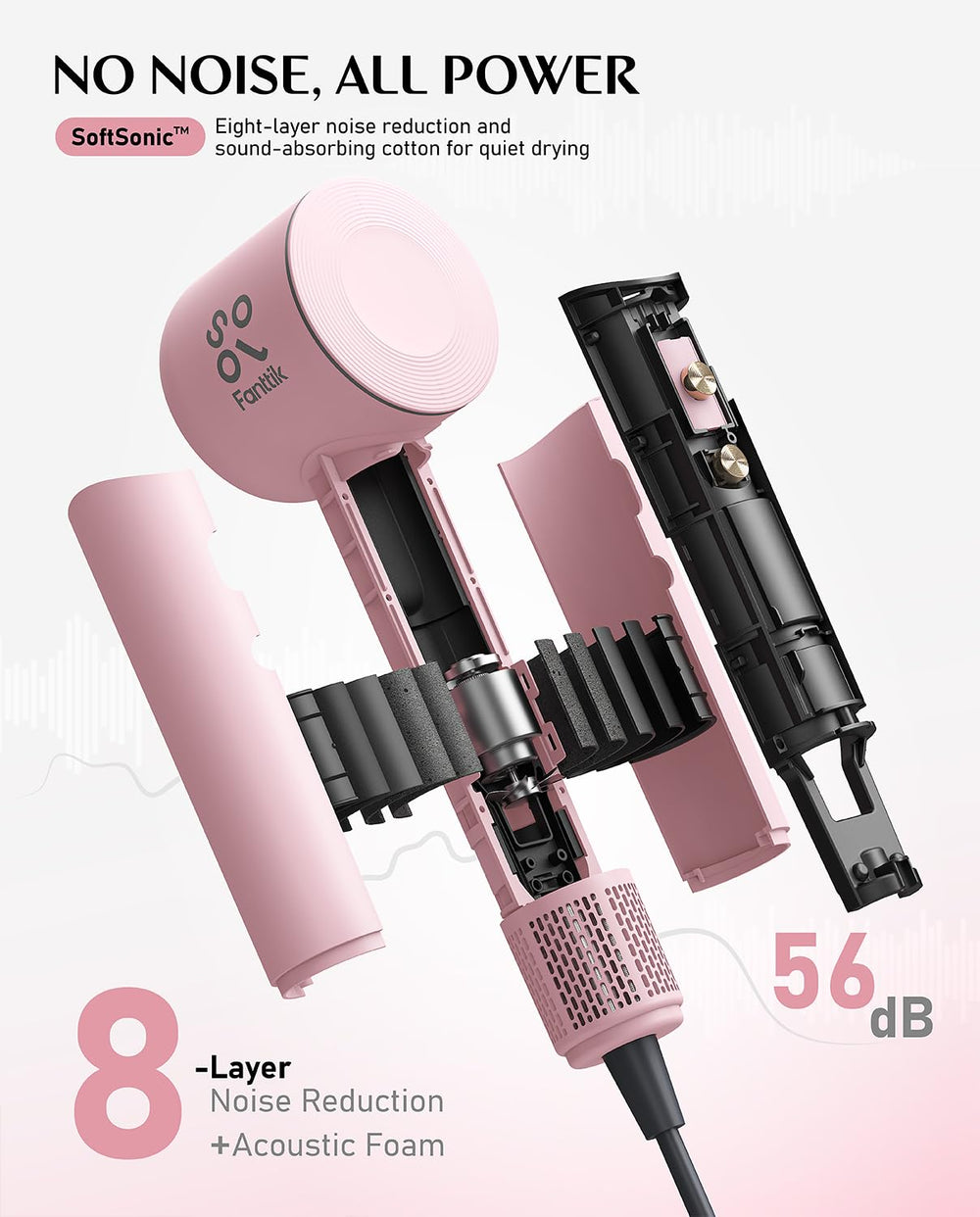 Fanttik Solo SonicDry H10 PRO low-noise operation for quiet styling.