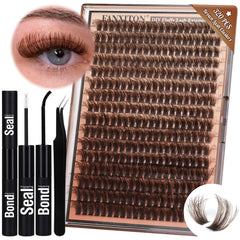 FANXITON brown lash clusters 320pcs for natural everyday wear