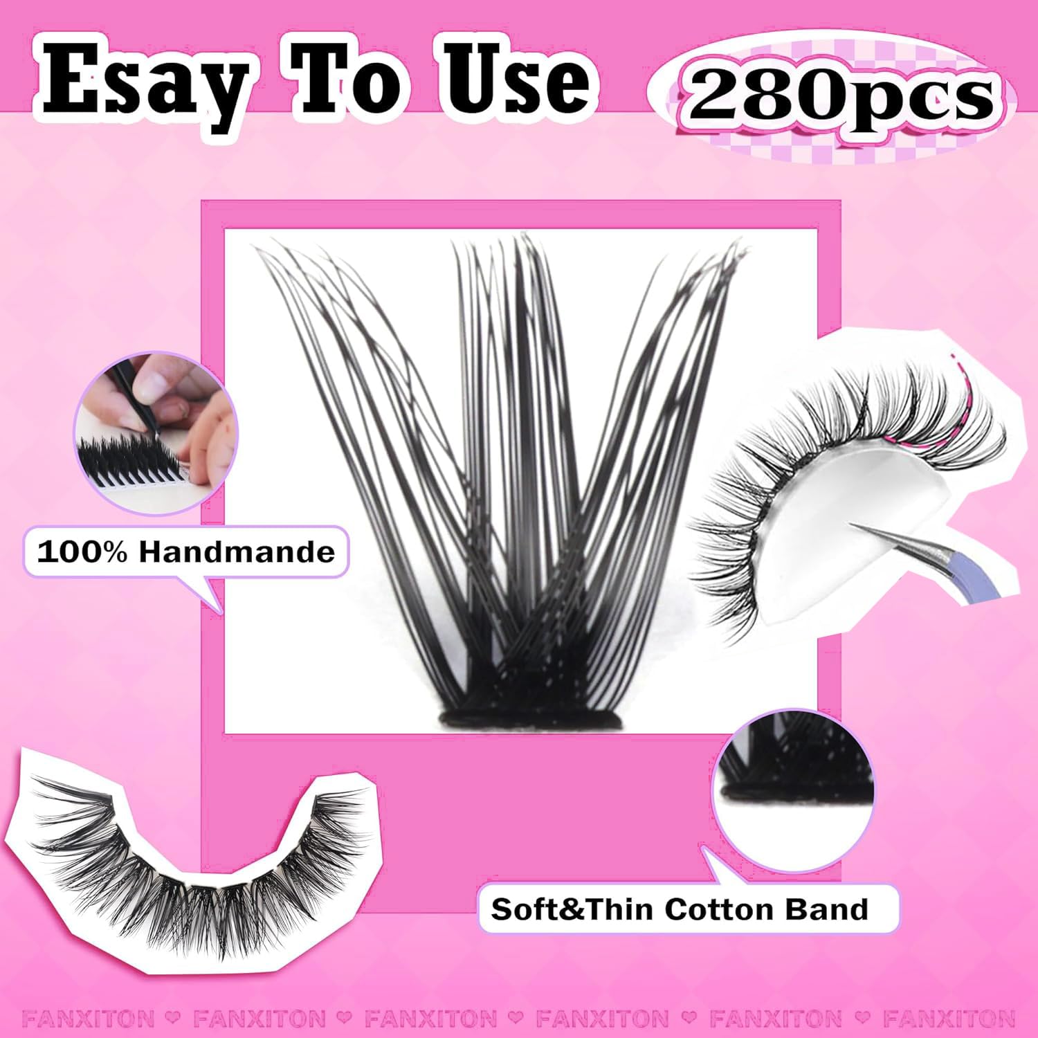 FANXITON cluster lashes tweezers for precise placement
