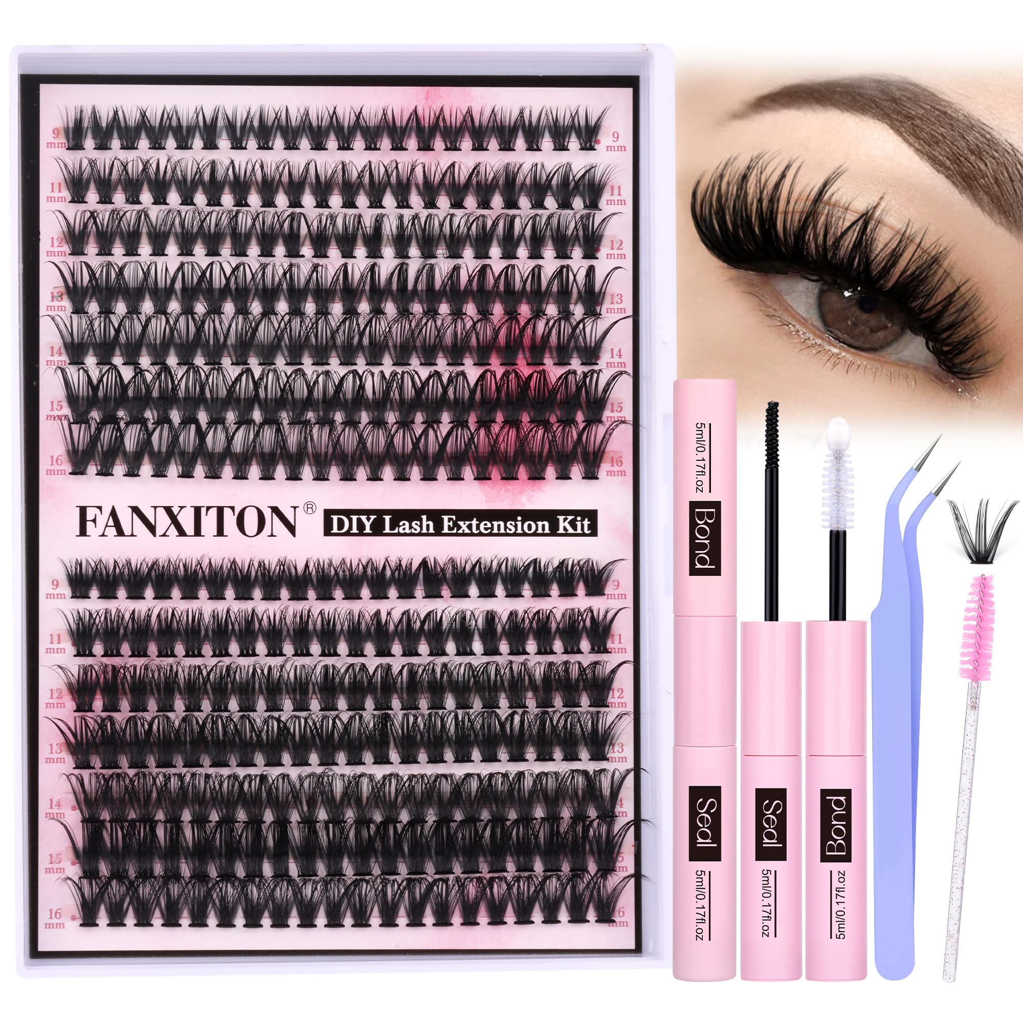 FANXITON DIY eyelash kit 280 pieces for quick, customizable volume looks