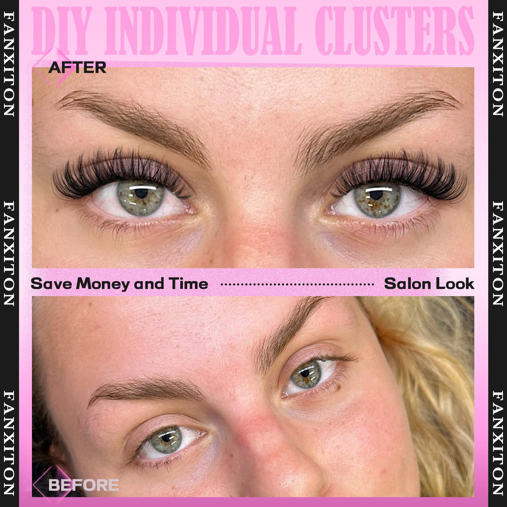FanXiton lash cluster tweezers for precise placement.