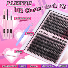 FANXITON thick-volume lash clusters 40D/50D for dramatic style