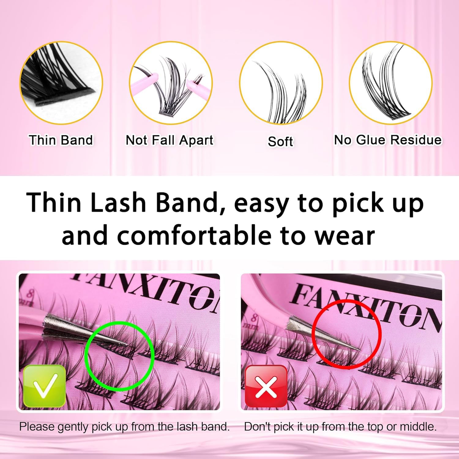 Fanxiton-soft-fiber-material-lashes lightweight and gentle.