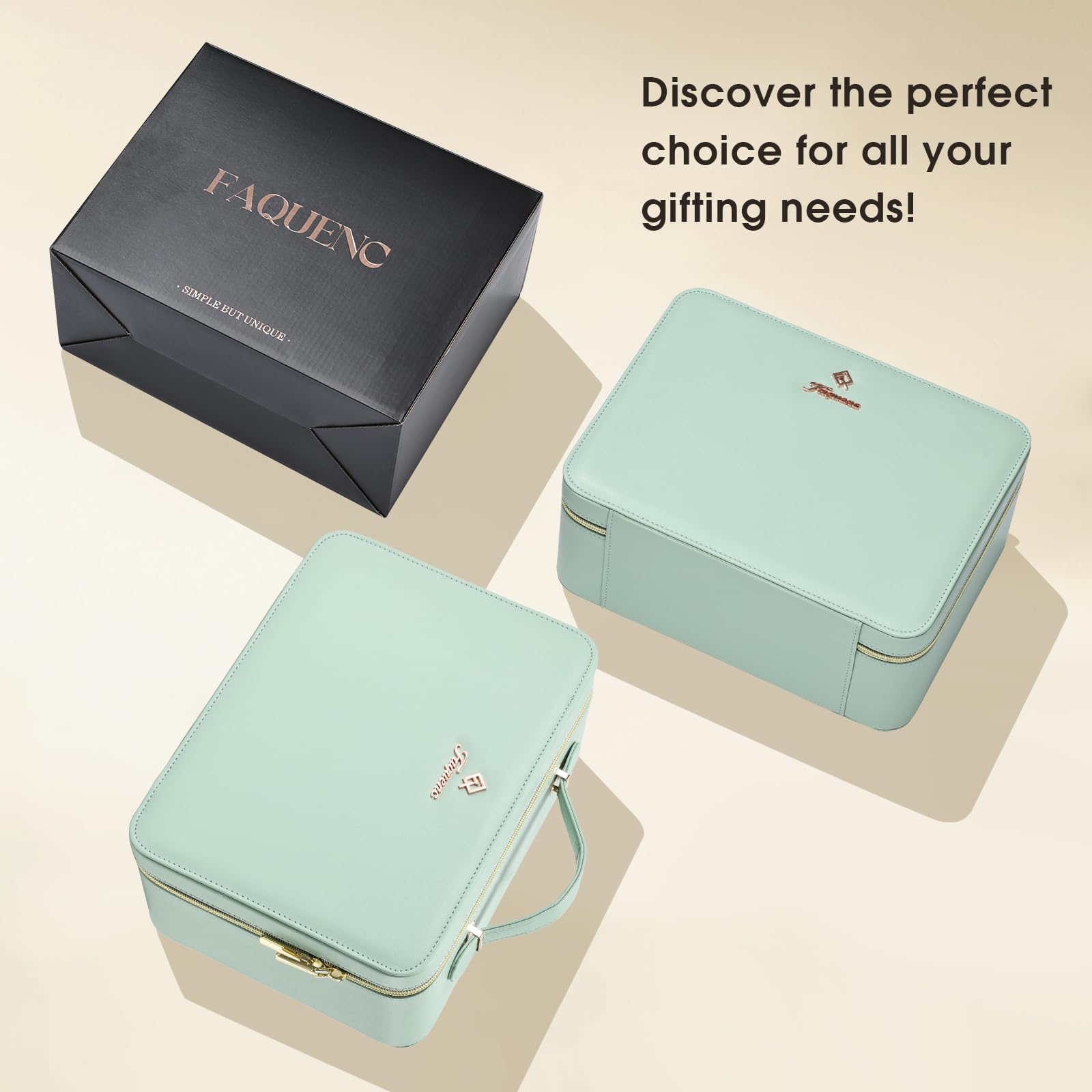 Faquenc leather makeup case 2000mAh battery powers the LED mirror for long trips.