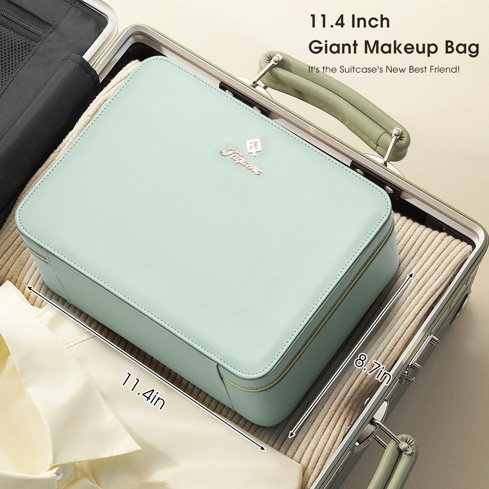 Faquenc leather makeup case brush holder keeps brushes clean and accessible.