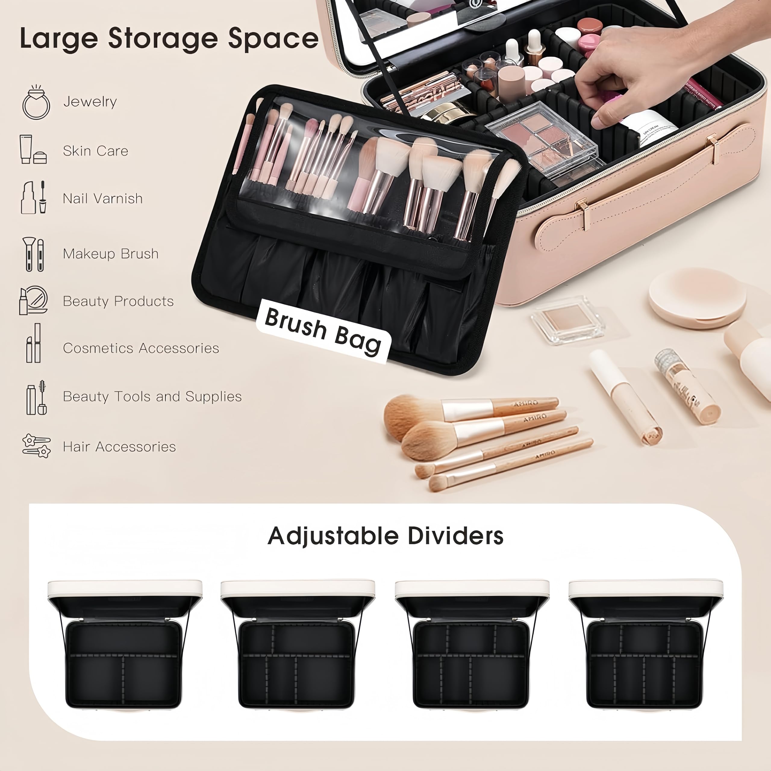Faquenc makeup case features a brush holder for organized tools during busy days.