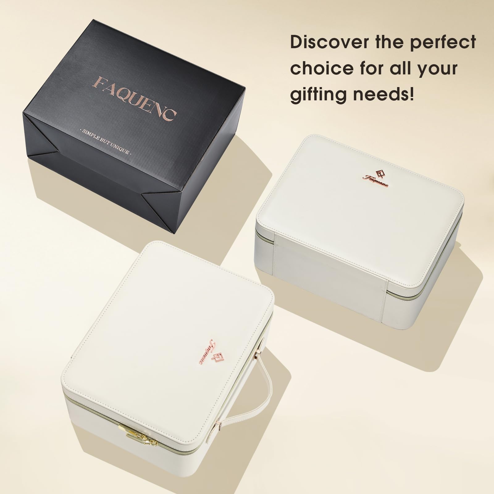 Faquenc Leather Makeup Case full storage layout emphasizes protection from leaks and mess.