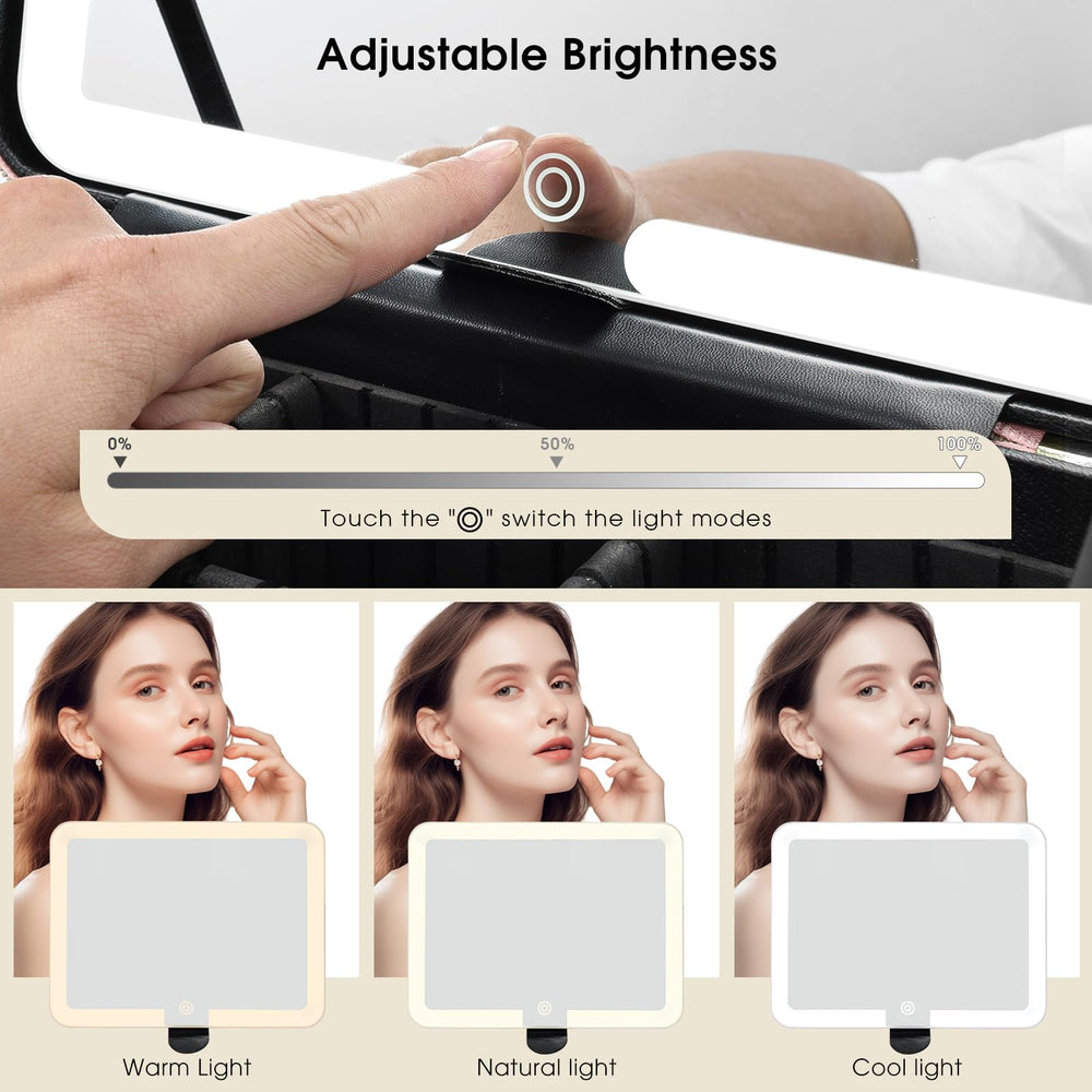 Faquenc Leather Makeup Case features the silver-plated mirror for clear reflections.