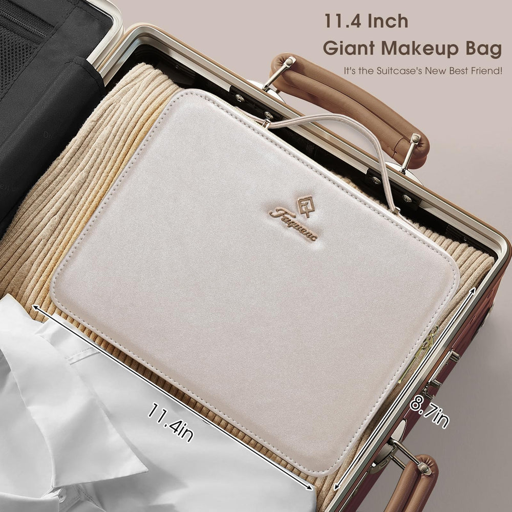 Faquenc makeup case made of waterproof synthetic leather for daily travel.